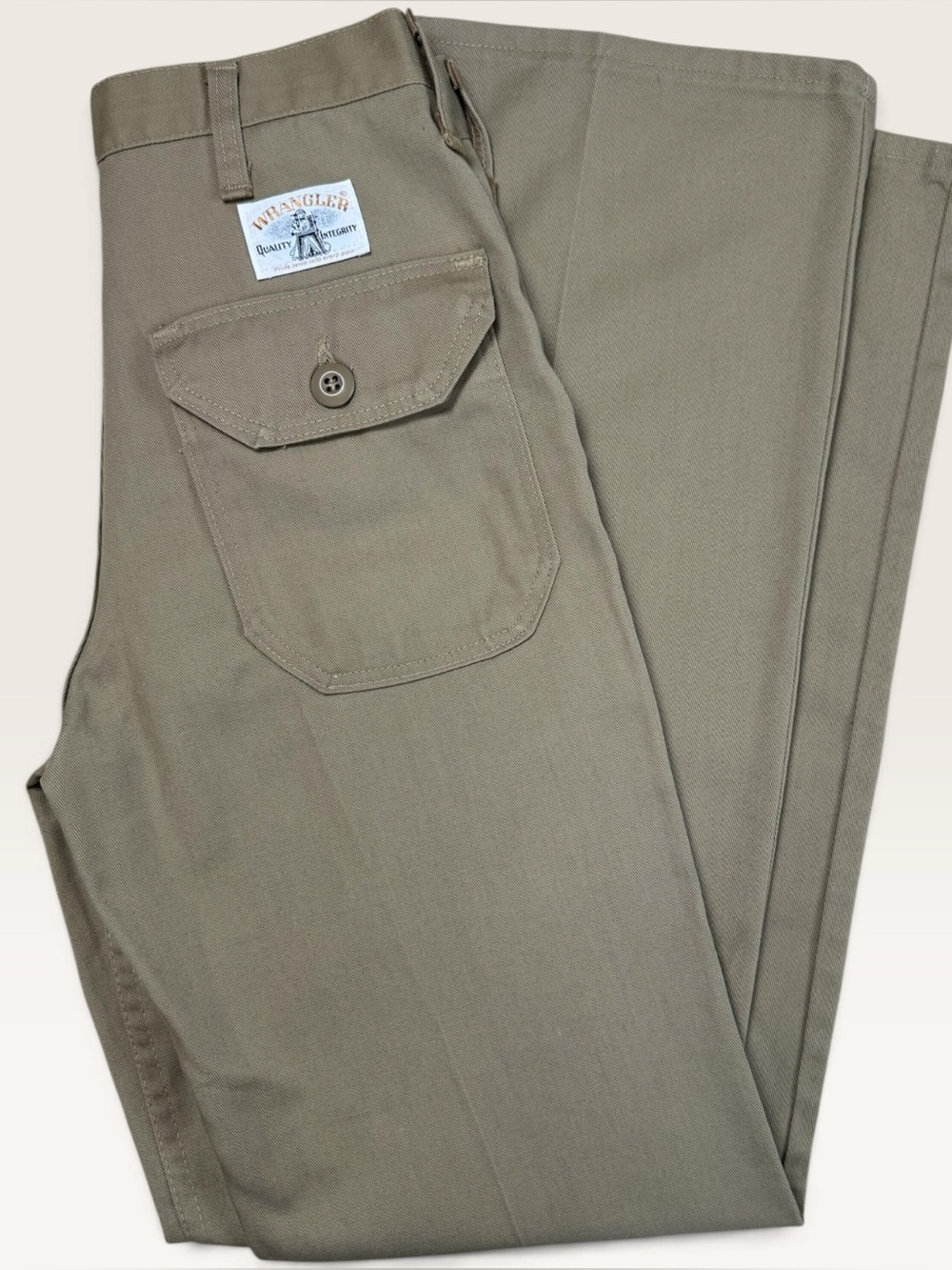Vintage 70s Wrangler Women’s Khaki Utility Pants 27x32 USA Talon Straight Leg
